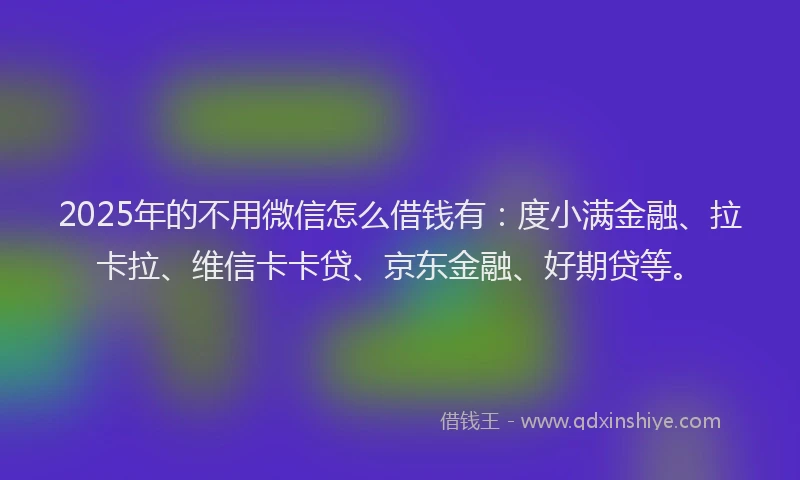 2025年的不用微信怎么借钱有：度小满金融、拉卡拉、维信卡卡贷、京东金融、好期贷等。