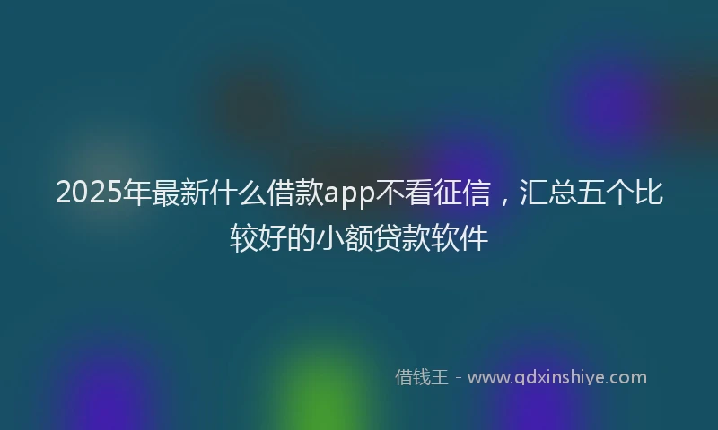 2025年最新什么借款app不看征信，汇总五个比较好的小额贷款软件