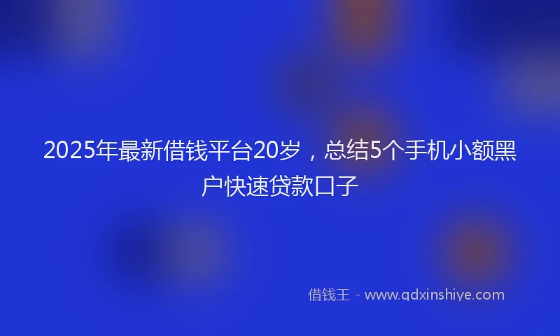 2025年最新借钱平台20岁，总结5个手机小额黑户快速贷款口子