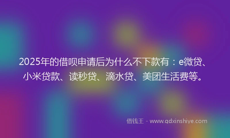 2025年的借呗申请后为什么不下款有：e微贷、小米贷款、读秒贷、滴水贷、美团生活费等。