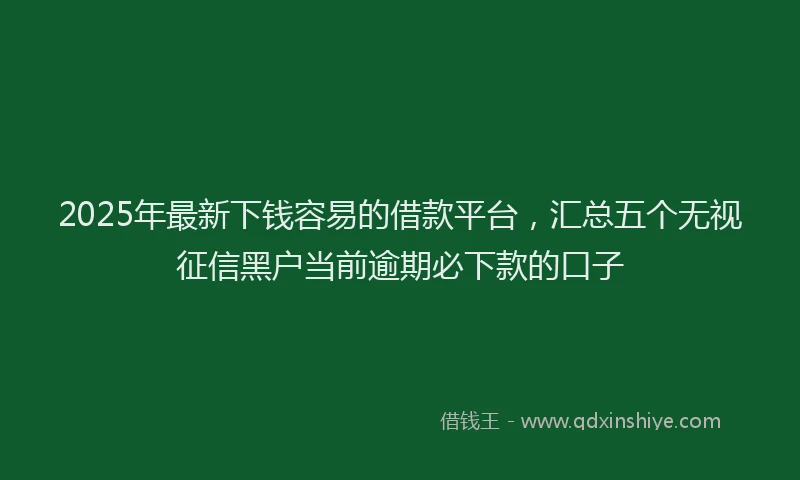 2025年最新下钱容易的借款平台，汇总五个无视征信黑户当前逾期必下款的口子