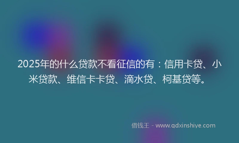 2025年的什么贷款不看征信的有：信用卡贷、小米贷款、维信卡卡贷、滴水贷、柯基贷等。