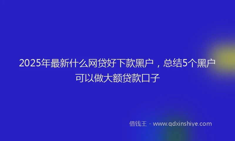 2025年最新什么网贷好下款黑户，总结5个黑户可以做大额贷款口子