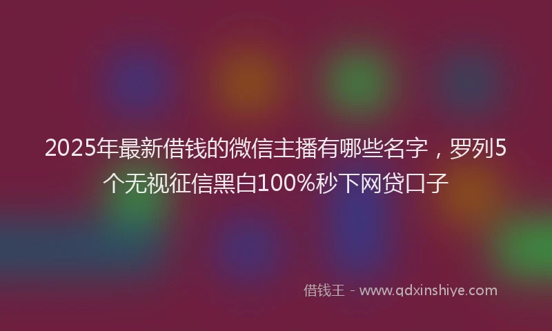 2025年最新借钱的微信主播有哪些名字，罗列5个无视征信黑白100%秒下网贷口子