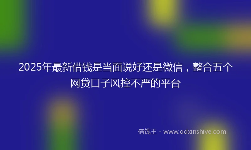 2025年最新借钱是当面说好还是微信，整合五个网贷口子风控不严的平台