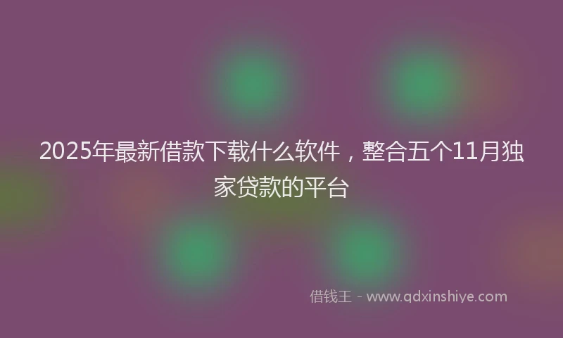2025年最新借款下载什么软件，整合五个11月独家贷款的平台