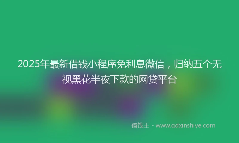 2025年最新借钱小程序免利息微信，归纳五个无视黑花半夜下款的网贷平台