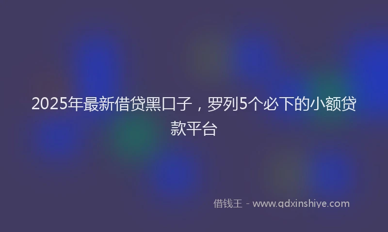 2025年最新借贷黑口子，罗列5个必下的小额贷款平台