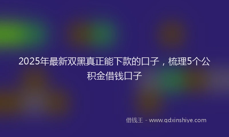 2025年最新双黑真正能下款的口子，梳理5个公积金借钱口子