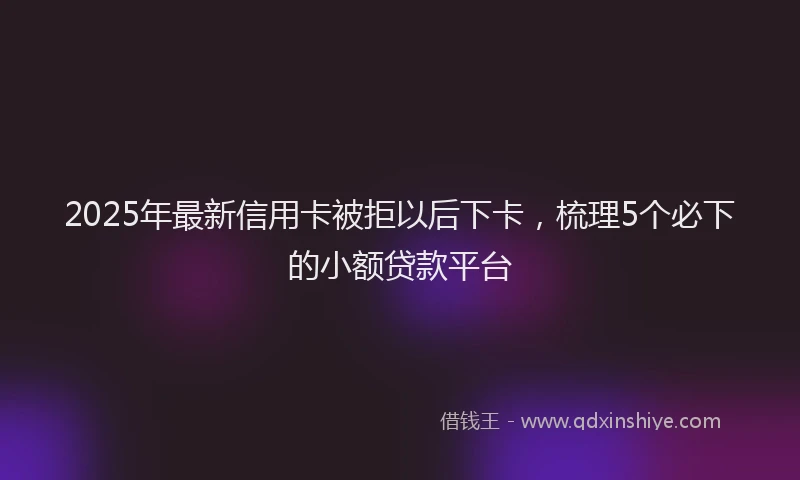 2025年最新信用卡被拒以后下卡，梳理5个必下的小额贷款平台