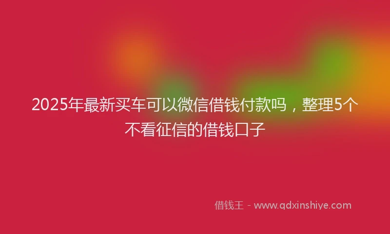 2025年最新买车可以微信借钱付款吗，整理5个不看征信的借钱口子
