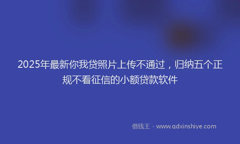 2025年最新你我贷照片上传不通过，归纳五个正规不看征信的小额贷款软件
