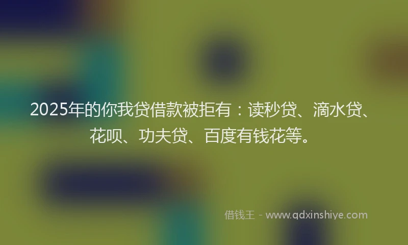 2025年的你我贷借款被拒有：读秒贷、滴水贷、花呗、功夫贷、百度有钱花等。