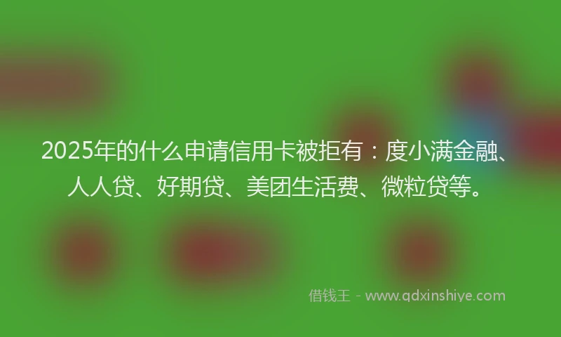 2025年的什么申请信用卡被拒有：度小满金融、人人贷、好期贷、美团生活费、微粒贷等。