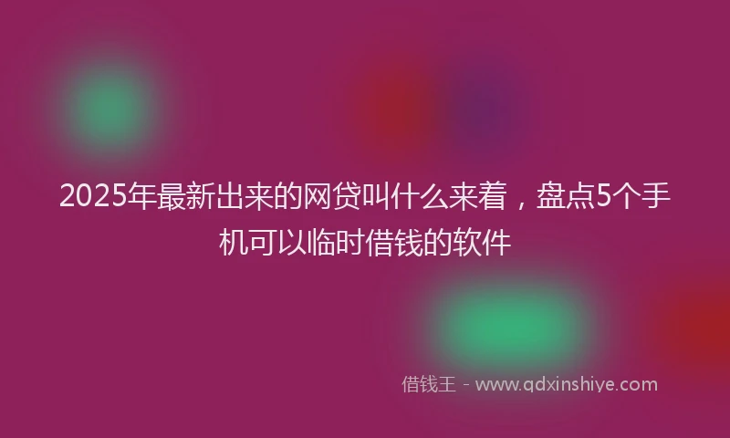 2025年最新出来的网贷叫什么来着，盘点5个手机可以临时借钱的软件