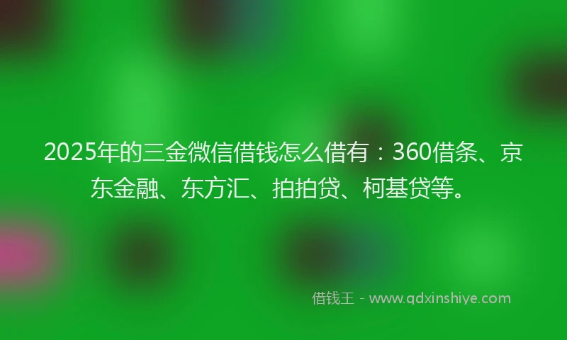 2025年的三金微信借钱怎么借有：360借条、京东金融、东方汇、拍拍贷、柯基贷等。