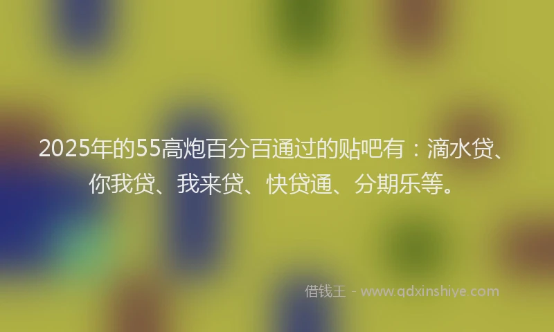 2025年的55高炮百分百通过的贴吧有：滴水贷、你我贷、我来贷、快贷通、分期乐等。
