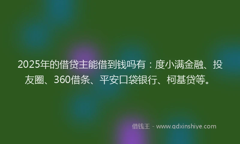 2025年的借贷主能借到钱吗有：度小满金融、投友圈、360借条、平安口袋银行、柯基贷等。