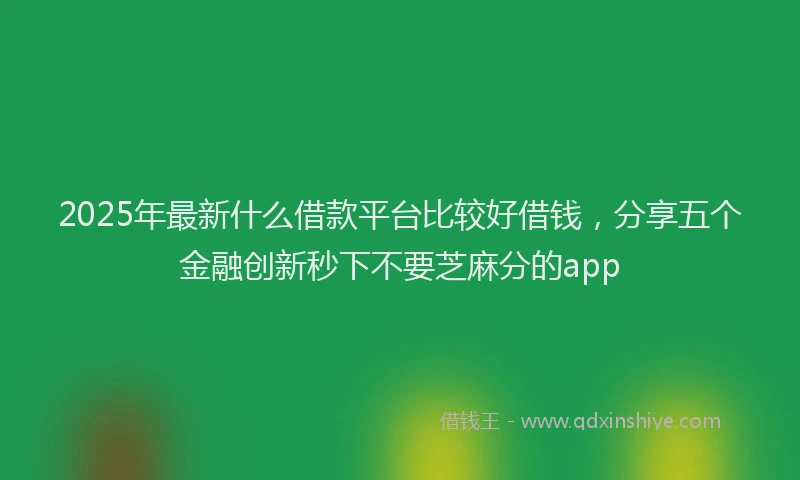 2025年最新什么借款平台比较好借钱，分享五个金融创新秒下不要芝麻分的app