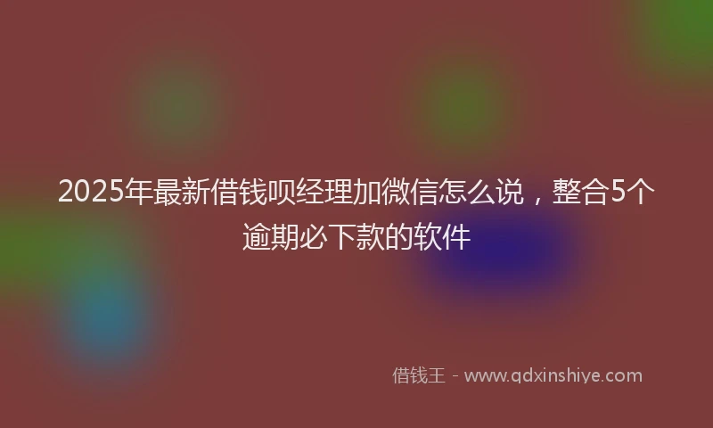 2025年最新借钱呗经理加微信怎么说，整合5个逾期必下款的软件