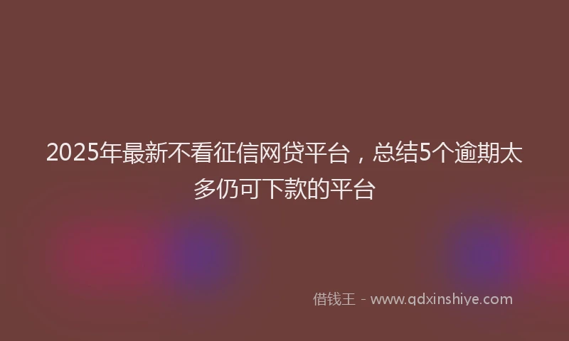 2025年最新不看征信网贷平台，总结5个逾期太多仍可下款的平台