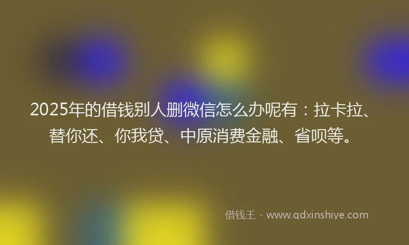 2025年的借钱别人删微信怎么办呢有：拉卡拉、替你还、你我贷、中原消费金融、省呗等。