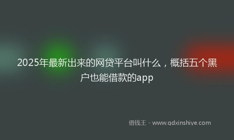 2025年最新出来的网贷平台叫什么，概括五个黑户也能借款的app