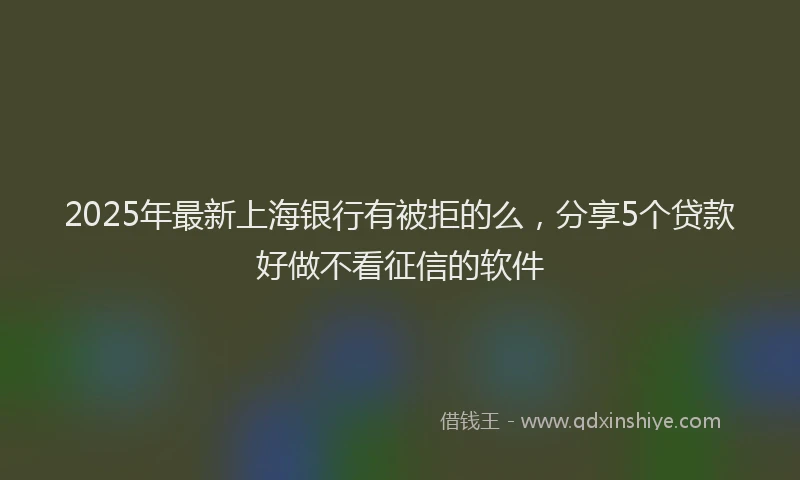 2025年最新上海银行有被拒的么，分享5个贷款好做不看征信的软件