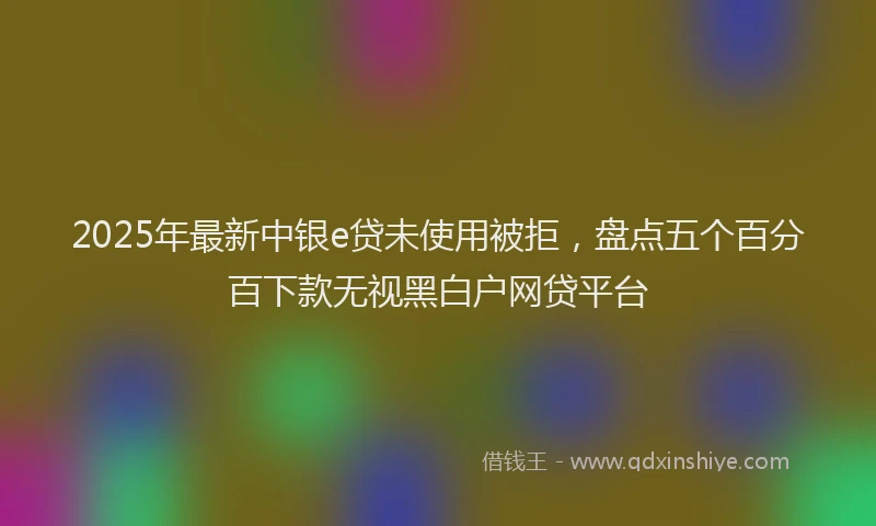 2025年最新中银e贷未使用被拒，盘点五个百分百下款无视黑白户网贷平台