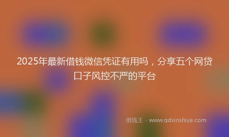 2025年最新借钱微信凭证有用吗，分享五个网贷口子风控不严的平台