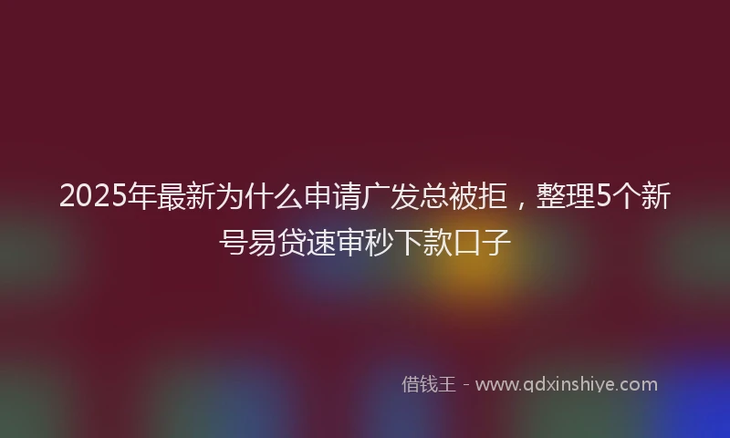 2025年最新为什么申请广发总被拒，整理5个新号易贷速审秒下款口子