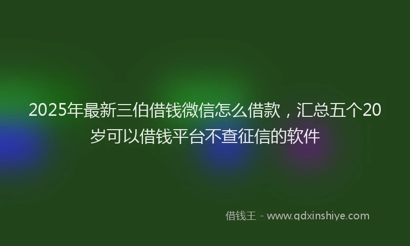 2025年最新三伯借钱微信怎么借款，汇总五个20岁可以借钱平台不查征信的软件