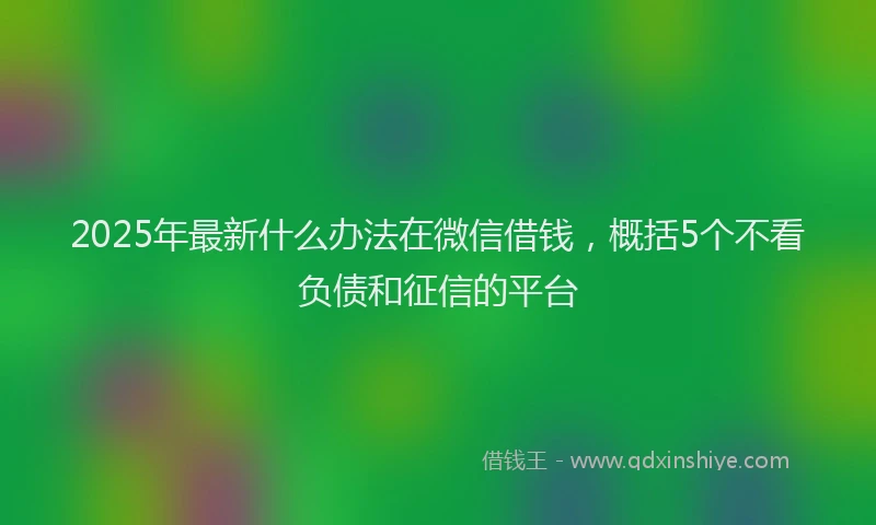 2025年最新什么办法在微信借钱，概括5个不看负债和征信的平台