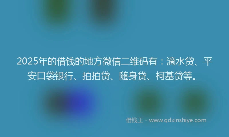 2025年的借钱的地方微信二维码有：滴水贷、平安口袋银行、拍拍贷、随身贷、柯基贷等。