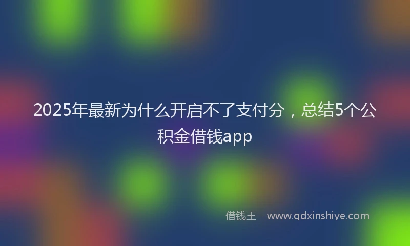 2025年最新为什么开启不了支付分，总结5个公积金借钱app