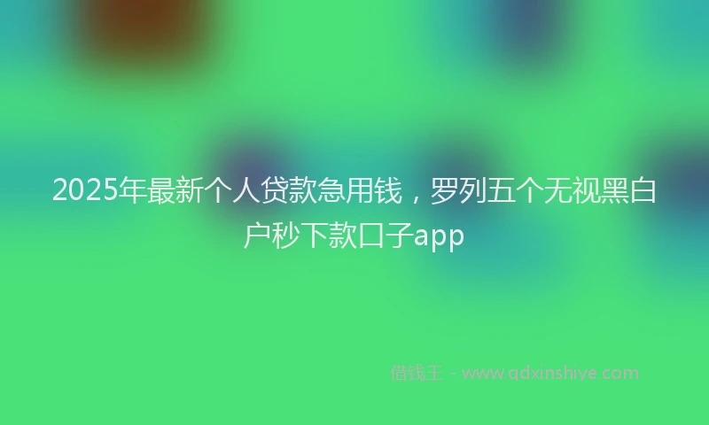 2025年最新个人贷款急用钱，罗列五个无视黑白户秒下款口子app