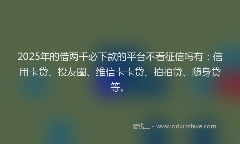 2025年的借两千必下款的平台不看征信吗有：信用卡贷、投友圈、维信卡卡贷、拍拍贷、随身贷等。