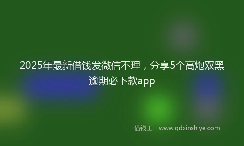 2025年最新借钱发微信不理，分享5个高炮双黑逾期必下款app