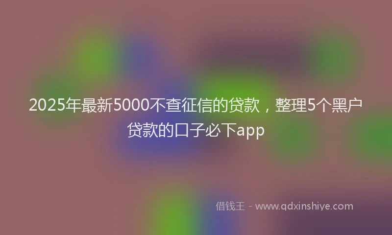 2025年最新5000不查征信的贷款，整理5个黑户贷款的口子必下app