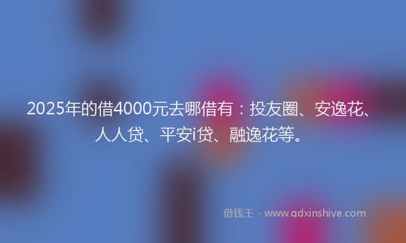 2025年的借4000元去哪借有：投友圈、安逸花、人人贷、平安i贷、融逸花等。