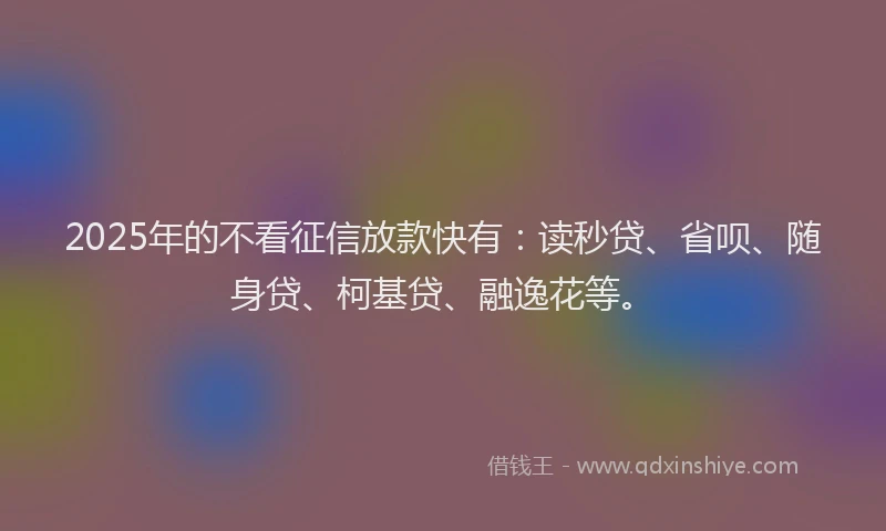 2025年的不看征信放款快有：读秒贷、省呗、随身贷、柯基贷、融逸花等。