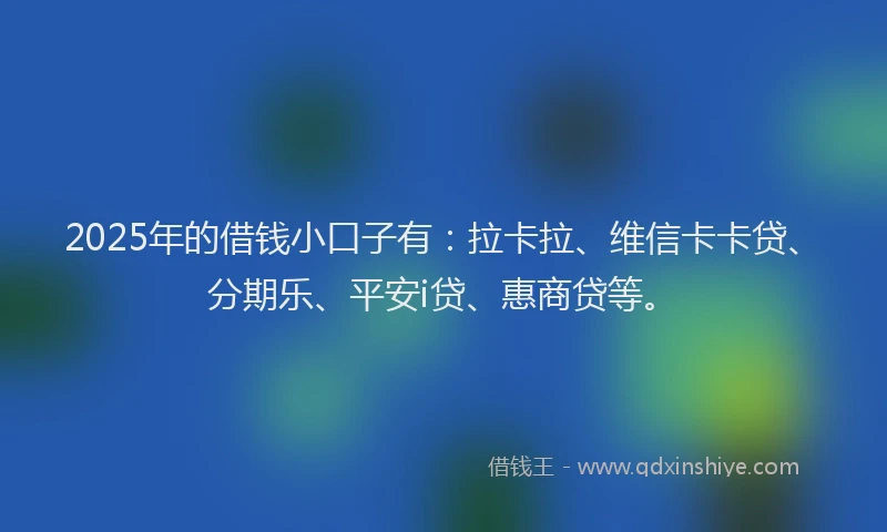 2025年的借钱小口子有：拉卡拉、维信卡卡贷、分期乐、平安i贷、惠商贷等。