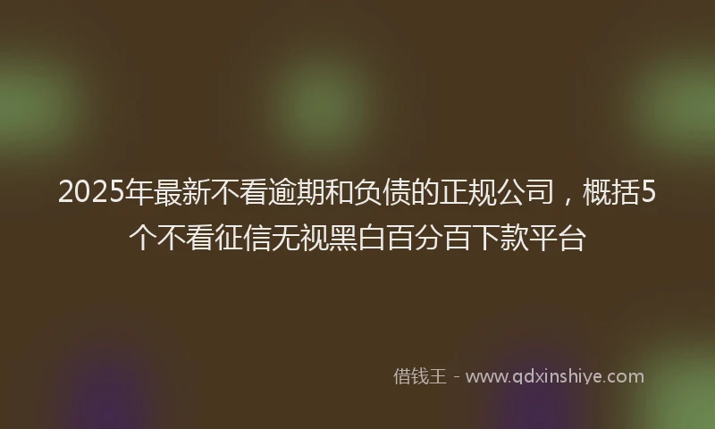 2025年最新不看逾期和负债的正规公司，概括5个不看征信无视黑白百分百下款平台