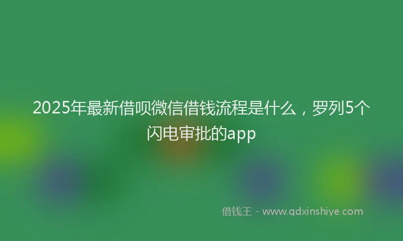 2025年最新借呗微信借钱流程是什么，罗列5个闪电审批的app
