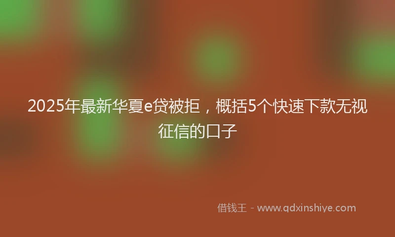 2025年最新华夏e贷被拒，概括5个快速下款无视征信的口子