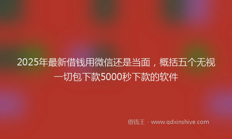 2025年最新借钱用微信还是当面，概括五个无视一切包下款5000秒下款的软件