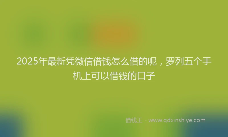 2025年最新凭微信借钱怎么借的呢，罗列五个手机上可以借钱的口子