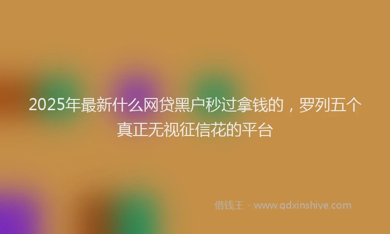 2025年最新什么网贷黑户秒过拿钱的，罗列五个真正无视征信花的平台