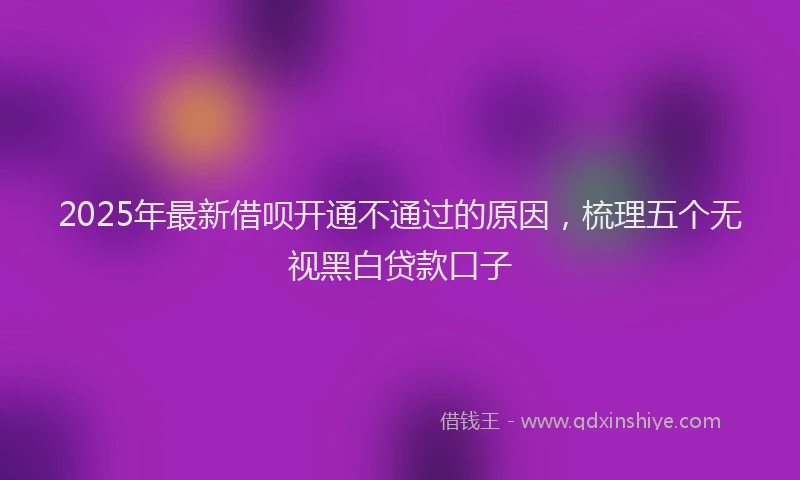 2025年最新借呗开通不通过的原因，梳理五个无视黑白贷款口子