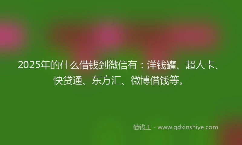 2025年的什么借钱到微信有：洋钱罐、超人卡、快贷通、东方汇、微博借钱等。
